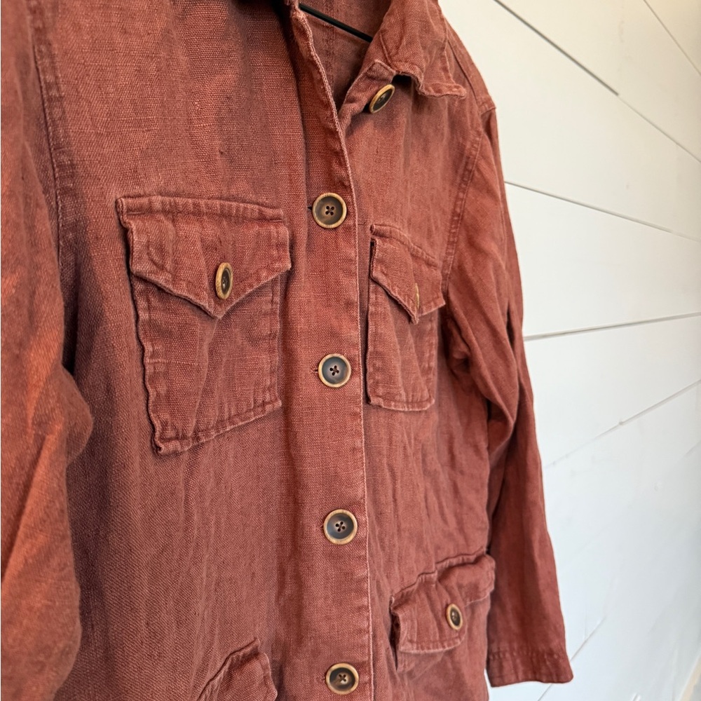 Rust Linen Shacket - Picture 3 of 5